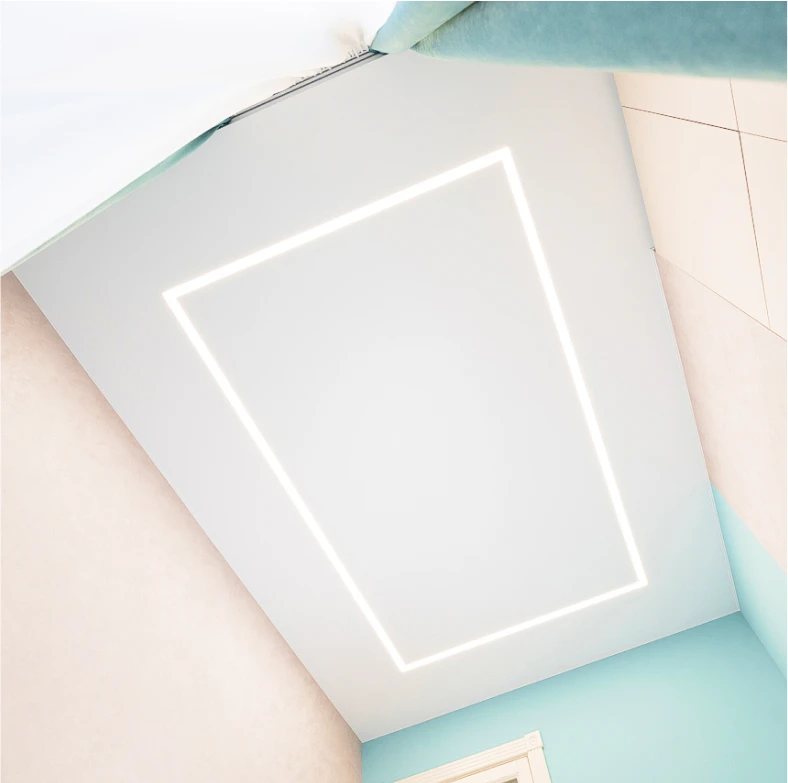 Пример световых линий flexy на натяжном потолке 4116