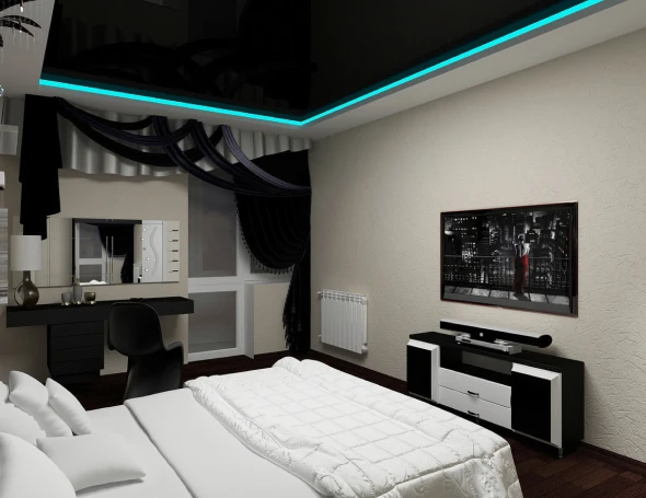 Черный натяжной потолок 3