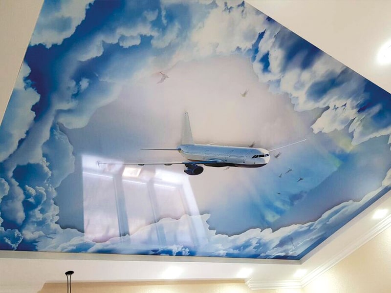 Натяжные потолки с облаками 6