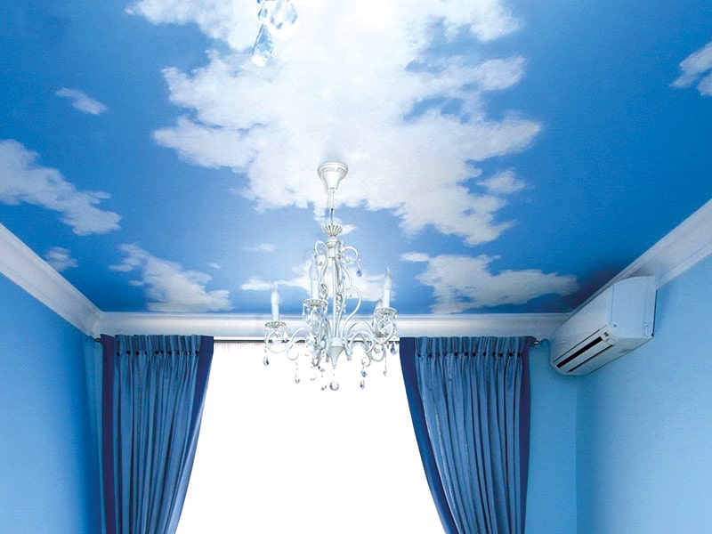 Натяжные потолки с облаками 7