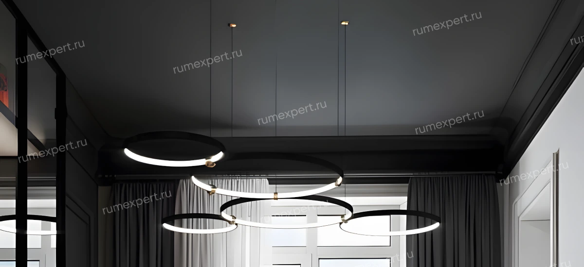 Матовый черный нтяжной потолок