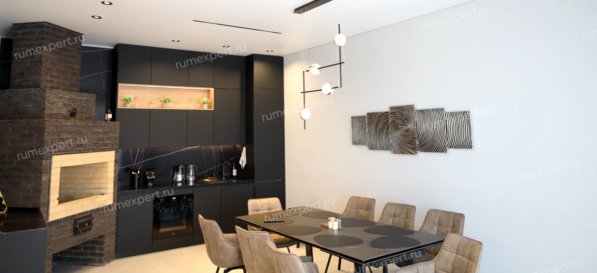 Освещение натяжного потолка на кухне