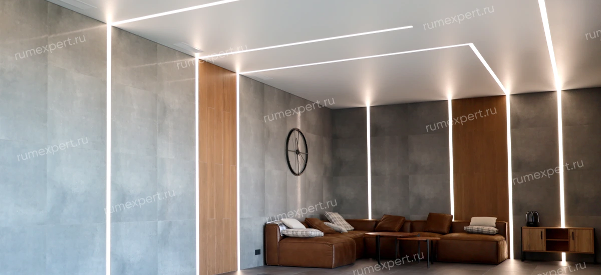 Освещение сатиновго натяжного потолка