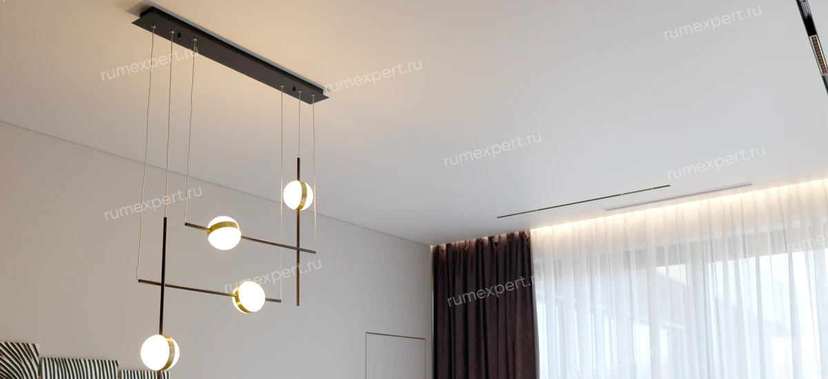 Подвесная люстра на натяжном потолке