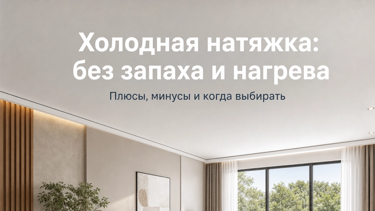 Монтаж тканевого натяжного потолка холодным способом без газовой тепловой пушки
