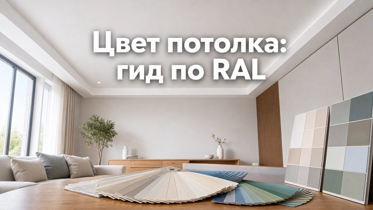 Образцы цветов RAL для выбора оттенка натяжного потолка в интерьере