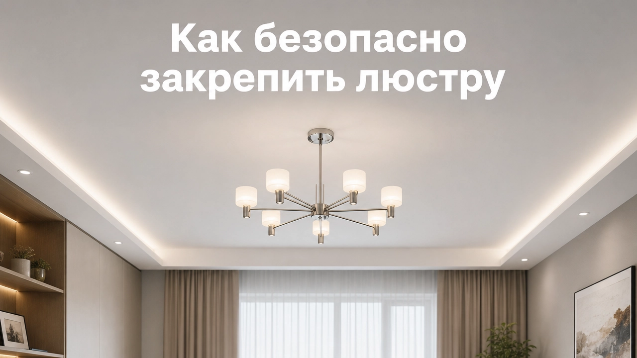 Люстра на натяжном потолке с креплением к закладной