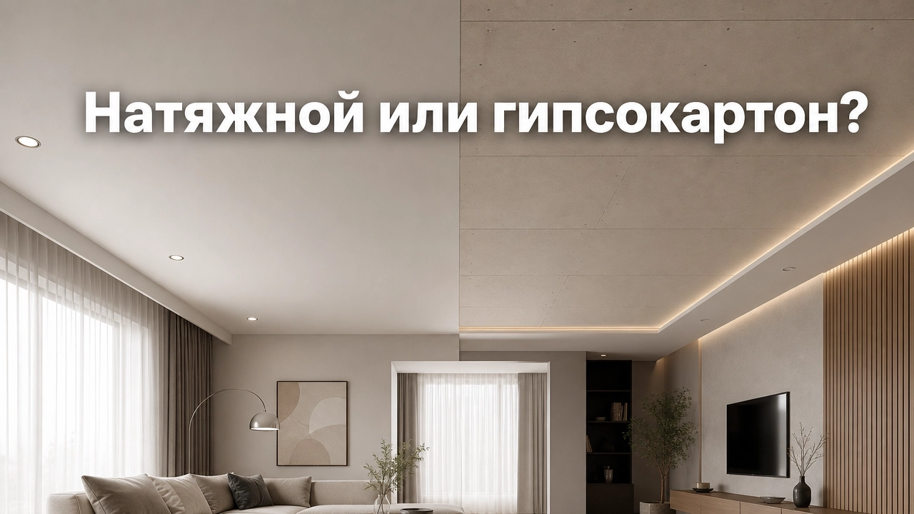 Сравнение натяжного потолка и гипсокартона по восьми параметрам