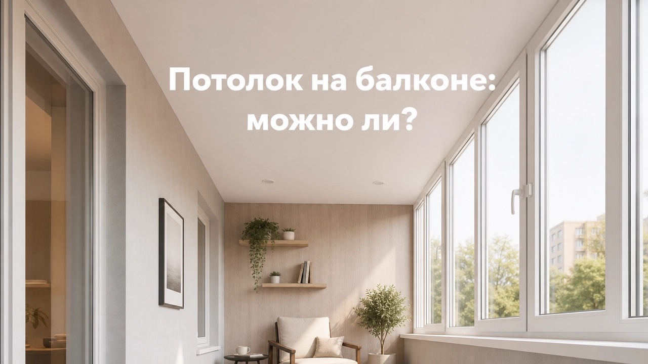 Натяжной потолок на застеклённом балконе или лоджии