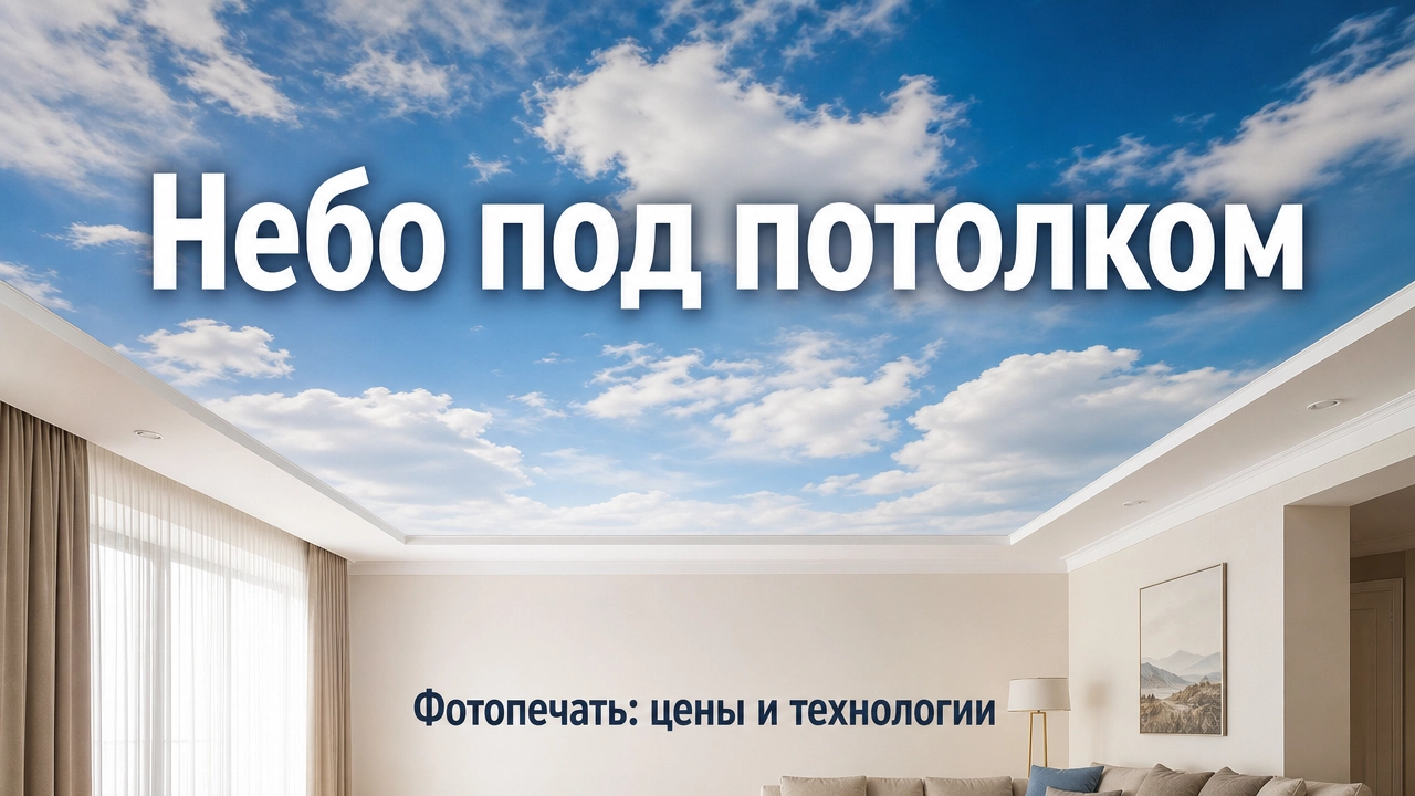 Натяжной потолок с фотопечатью облаков, неба и 3D-эффекта