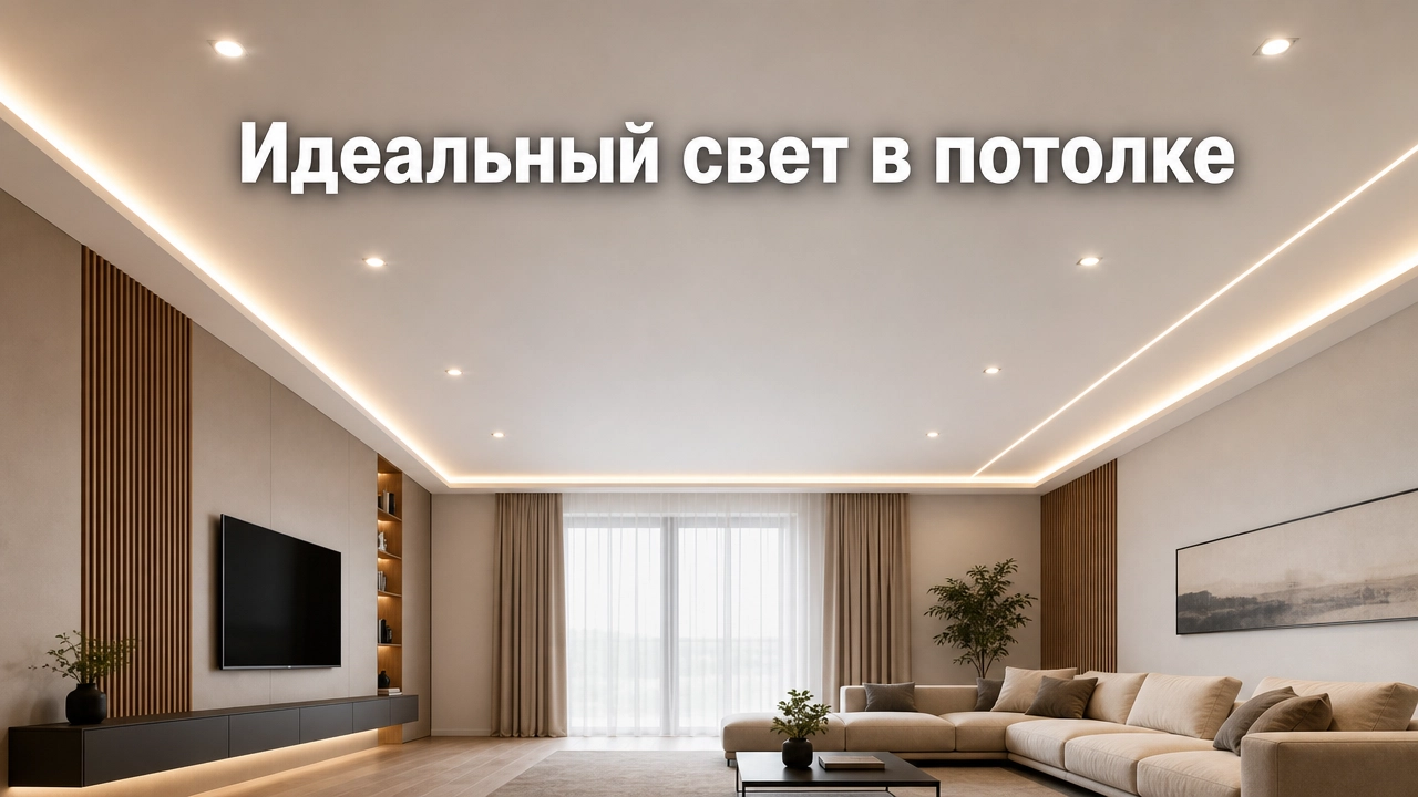Схема точечных светильников и световых линий в натяжном потолке