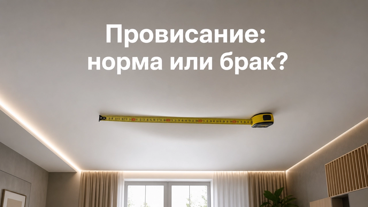 Провисание натяжного потолка и проверка плоскости