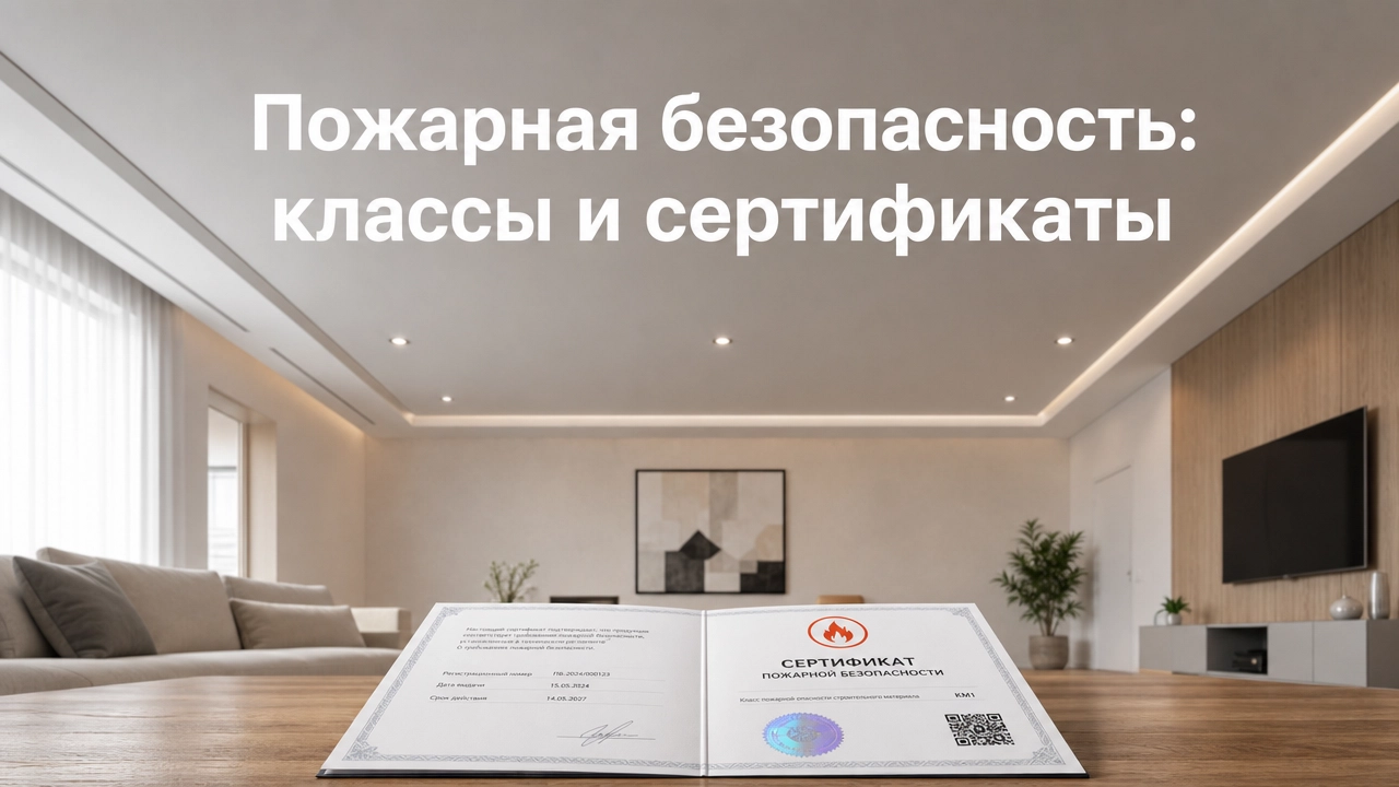 Проверка пожарного сертификата и безопасного монтажа натяжного потолка со светильниками