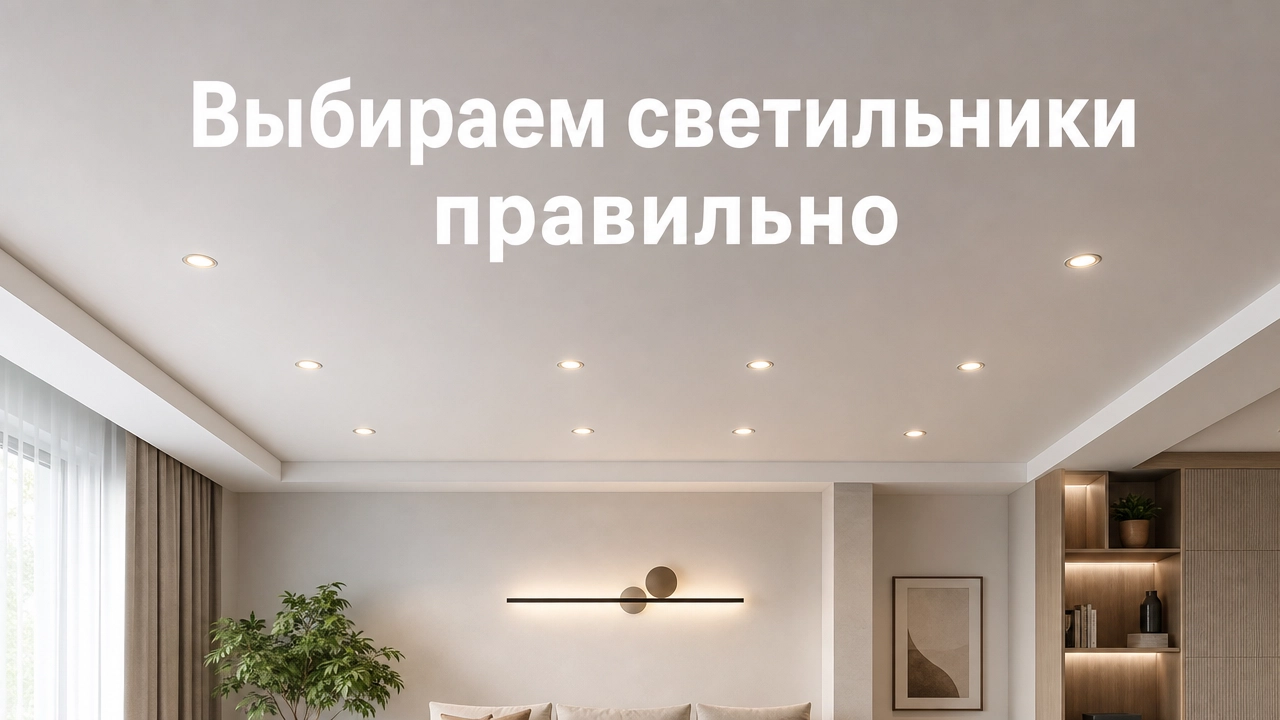 Споты и светильники, установленные в натяжном потолке