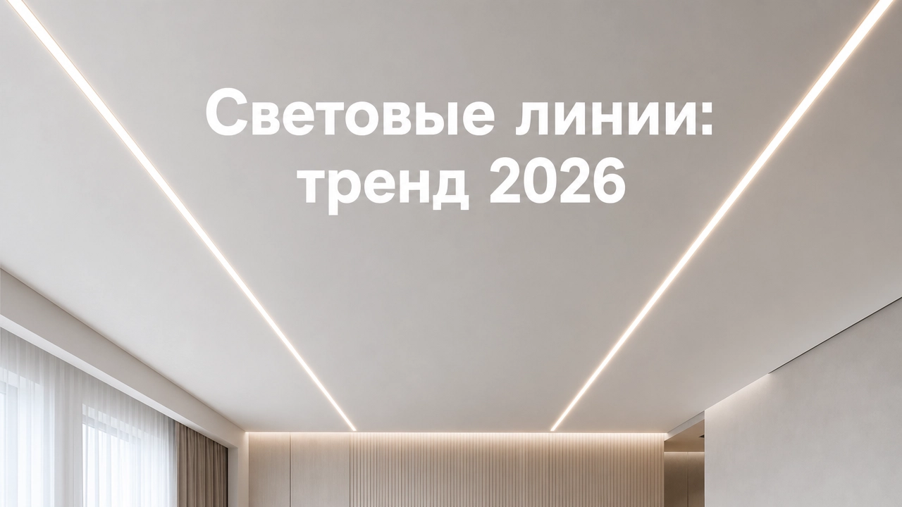 Световые линии Slott, встроенные в современный натяжной потолок